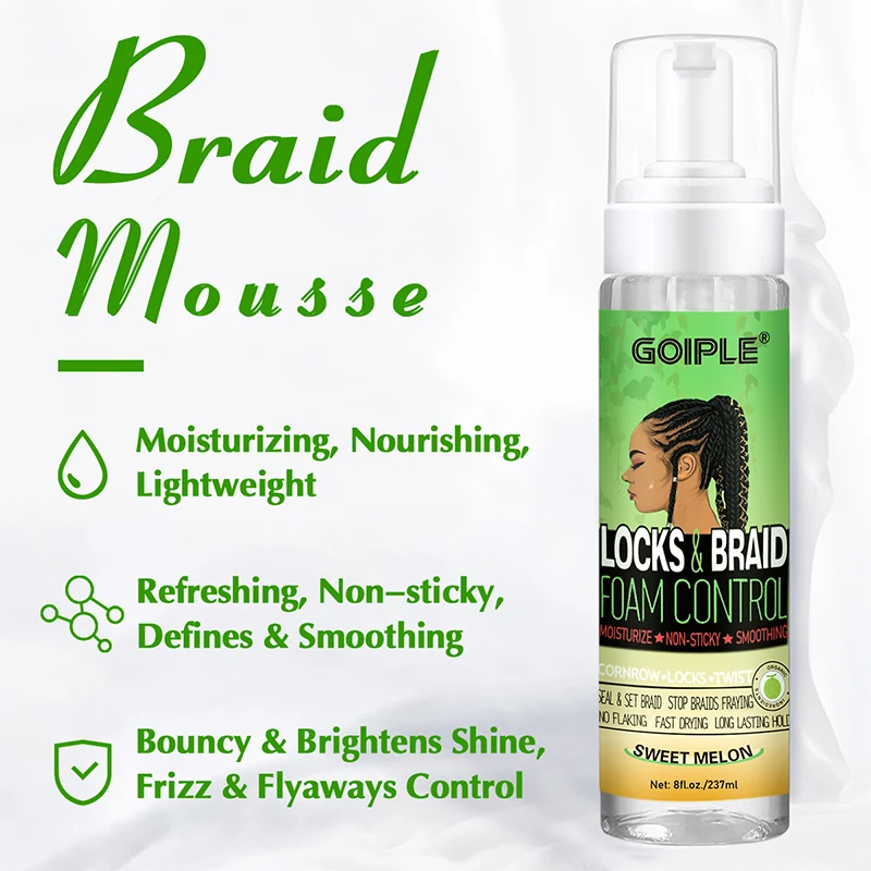 GOIPLE 237ml Braid Mousse for African Women Extra Hold Control Braids Spray Twist Locs High Shine Moisturize Foam Styling Mousse 2