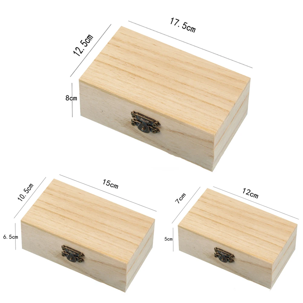 Wooden Storage Box Plain Wood boxes With Clear Lid Multifunction Square  Hinged Craft Gift Box Wooden Jewelry Storage organizer