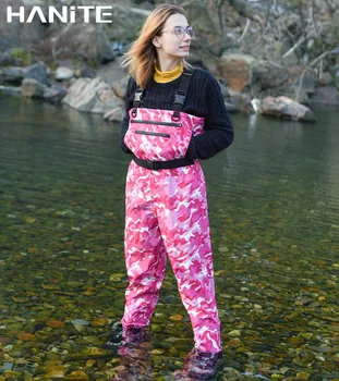 HANITE Women Quick-Drain Waterproof and Breathable Chest Wader with 4mm Neoprene Stocking Foot for Fishing and Hunting PinkCamo 3