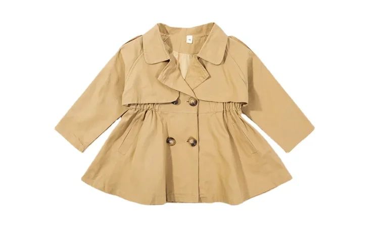 Girl Toddler Spring Autumn Cotton Trench Windbreaker Double Breasted Jacket Outfits
