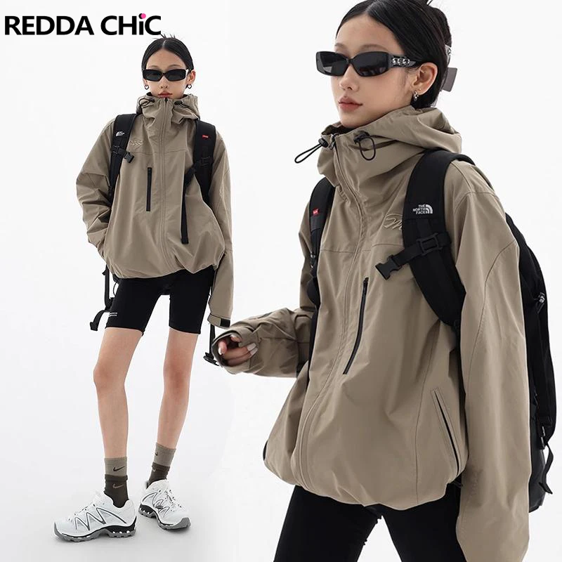 

Куртка REDDACHiC с капюшоном для женщин, уличный плащ в стиле оверсайз с длинным рукавом, легкая водонепроницаемая одежда для горных походов, спортивная одежда