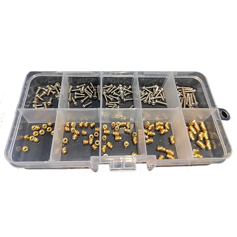 M2 M2.5 Brass Insert Nut and 304 Stainless Steel Screw Set Heat Hot Melt Knurled Embedment Thread Copper Barrel Nut Kit