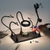 NEWACALOX Magnetic Soldering Third Hand PCB Holder Heat Gun Stand with 3X LED Magnifying Glass Heavy Duty Welding Workstation 6