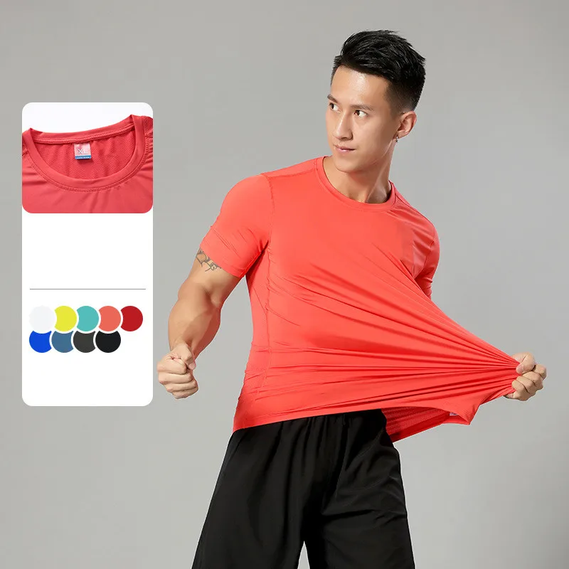 

MRMT 2023 Brand New Men's Sports T-Shirt Men's Stretch Short Sleeve Tight Ice Silk Quick Dry Outdoor Seamless Breathable Top