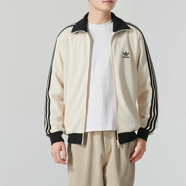 Adidas Trefoil Couple Jacket Retro Waffle Veste de sport à col montant pour hommes et femmes Jw0109 1