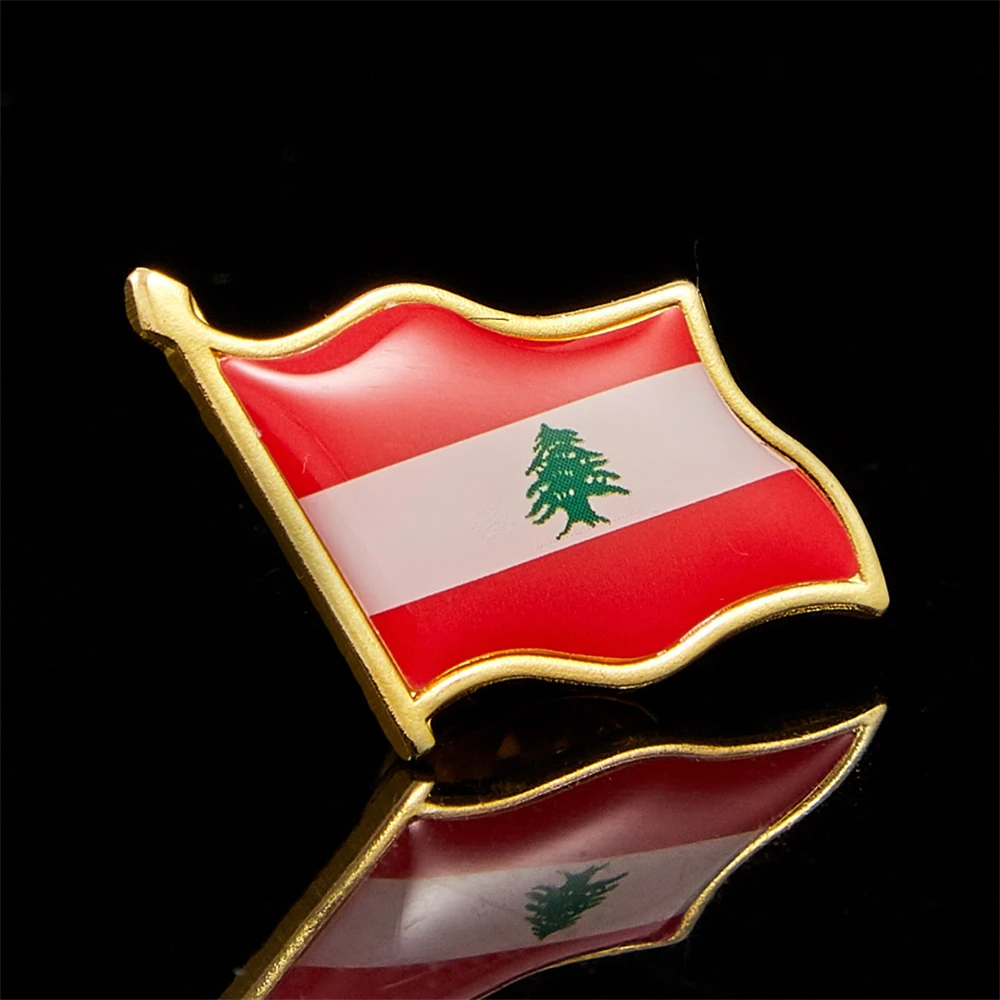 Lebanon Waving National Flag Lapel Pins Patriotism Gold Plated Pins Epoxy Badge Brooch Jewelry & Accessories