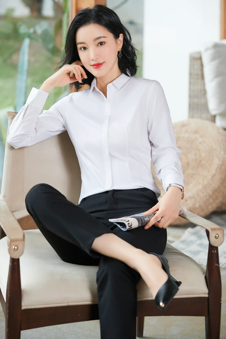 AIyssa Fashion Professional Women's new spring and summer high-quality long-sleeved shirt simple atmosphere