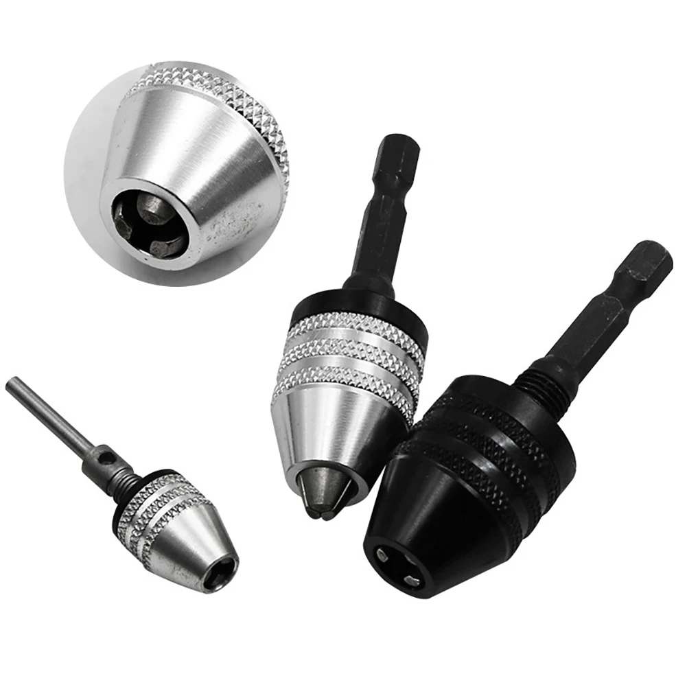 Mini Keyless Drill Chuck 0.3-8mm Self-Tighten Electric Drill Bits Collet Fixture Tools 1/4" Hex Shank Quick Change Converter
