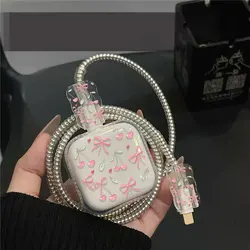 Charming Bow Design 40W Charger Protector for Data Cable and Charging Accessories (Pink)