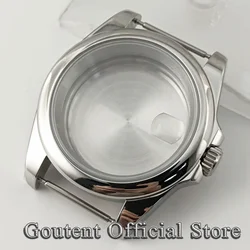 Elegant Silver Sapphire Glass Watch Case, 39mm - Fit nh34 nh35 nh36 (A - with Magnifier)