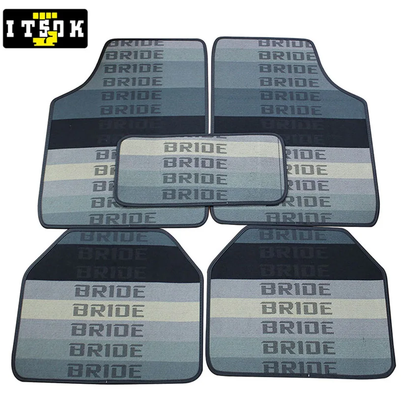 5pcs Bride Car Floor Mats JDM Universal Foot Pads Waterproof Non Slip