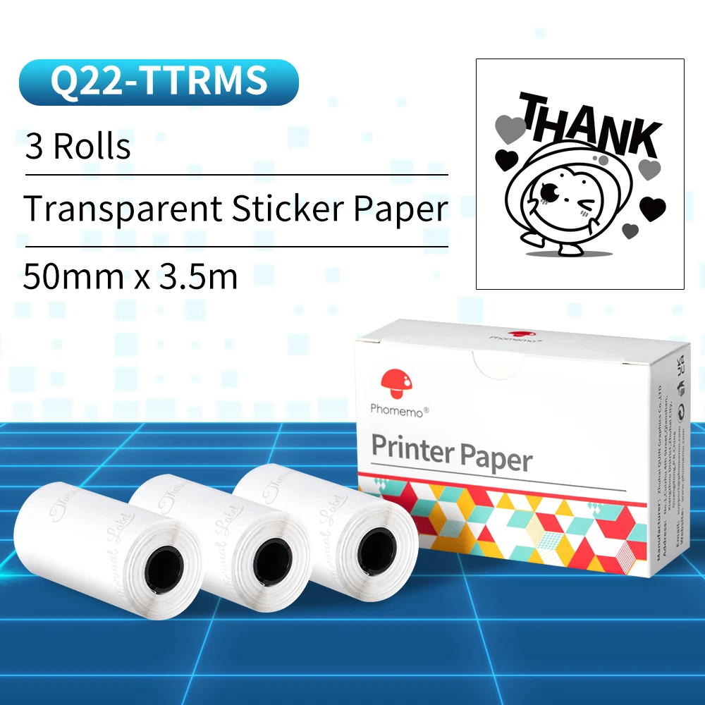 Thermal Paper Gold Sticker Colorful Paper 53mm x 3.5m For Phomemo M02/M02S/M02Pro Pocket Printer 3 Roll/Box