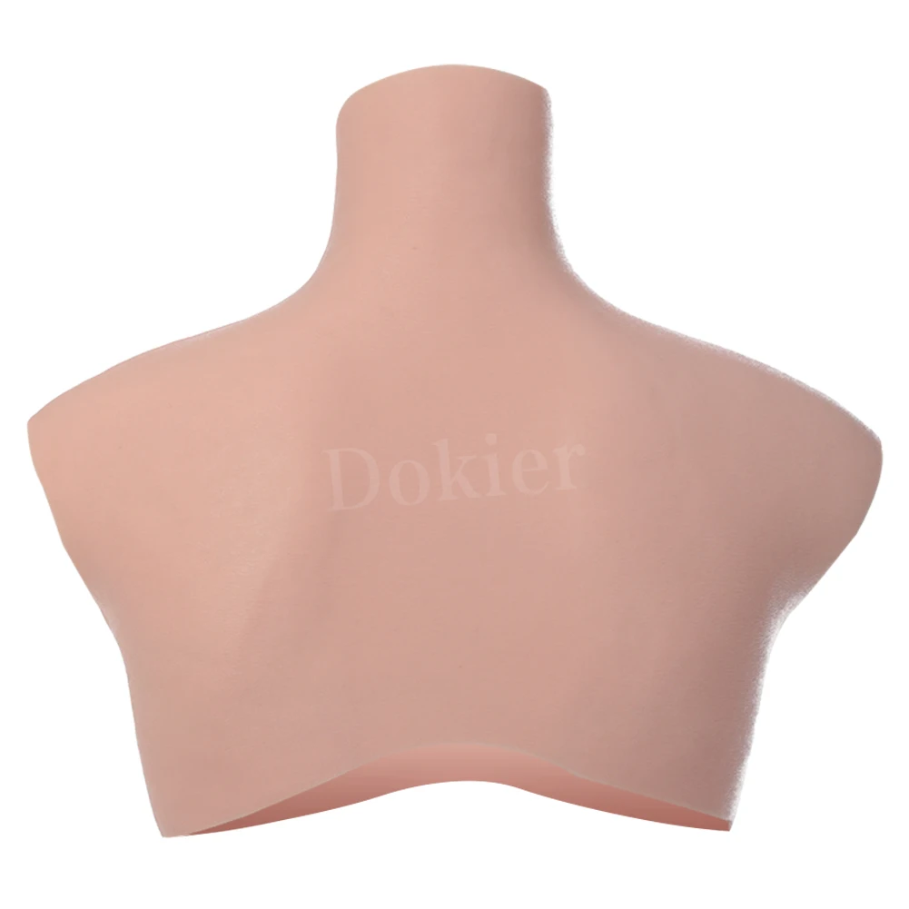 Fake Breast Forms Dokier H R S Cup Oversize plus Realistic Silicone Breast Forms Fake Boobs Breast Plates[Round neck silicone filled boobs