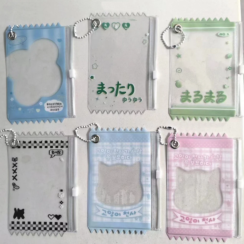 Korean 3 Inch Card Holder Sleeve Cute PVC Cartoon Girl Photo Display Pendant Star Chasing Album Card Bag baseball card sleeves