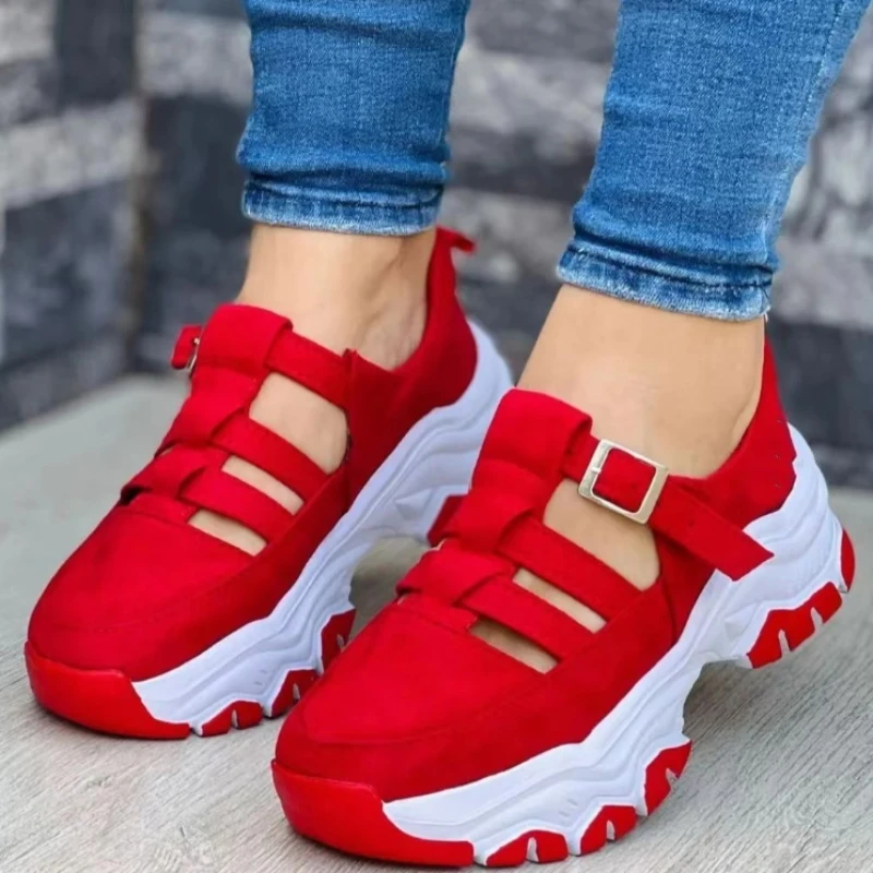 

2023 New Thick-soled Women's Sports Shoes Fashion Casual Comfortable Slip-on Flat Shoes Women Heightening Vulcanized Shoes
