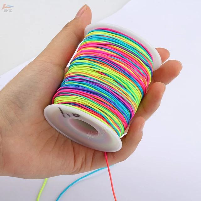 1mm Colorful Rainbow Elastic Cord Braid Bracelet String Elastic