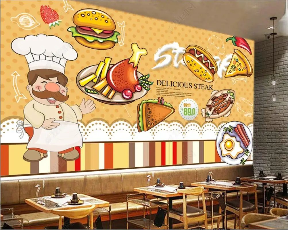 

3d photo Wallpapers custom mural Tasty burger fried chicken fast food restaurant home decor wallpaper for walls in rolls bedroom