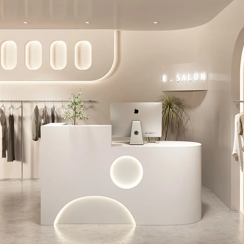Banco Cassa Banco Reception Abbigliamento Moderno Minimalista Salone Di Bellezza Tavolo Da Bar Negozio Piccolo Mobili Reception Color Crema