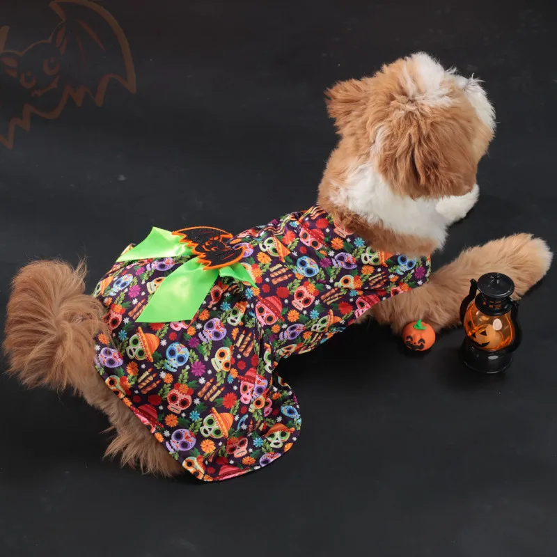 Robe Tête de Mort Amusante Halloween - Tenue Halloween 2024 - 2025 - Vêtement et accessoires pour chiens - Doglovedesign
