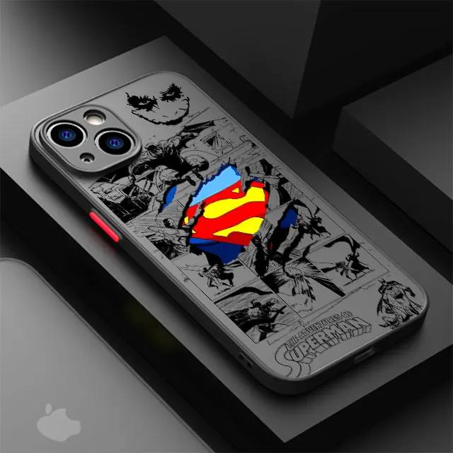 thumbnail image 1 of Phone Case for iPhone 12 Mini XS X 14 Pro Max 7 6S 8 Plus SE 15 11 Pro XR 13 B-Batman Spider S-Superman logo Soft Silicone Cover, 1 of 5