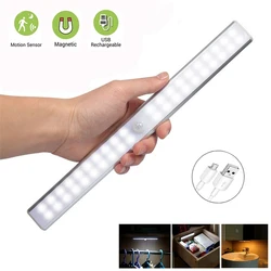 12/24/60LED USB Rechargeable Under Cabinet Night Light PIR Motion Sensor Closet Light Kitchen Stairs Wardrobe Wall Lamp