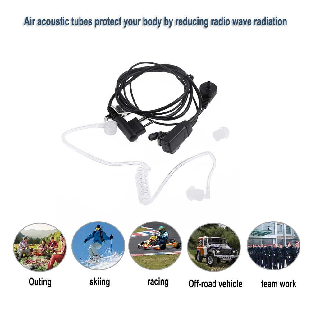 2 Pin Tube Earpiece Headset Security Agent Mic Covert Acoustic Tube Earpiece Headset Anti-noise for Motorola Two Way Radios