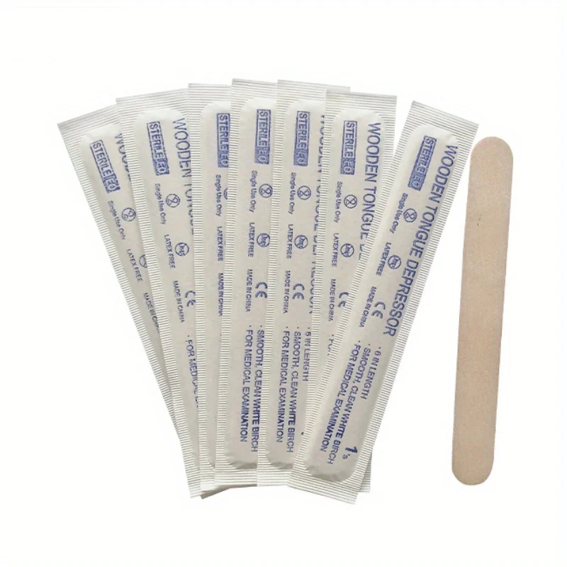 

10/50/100Pcs Tongue Depressors Sterile 6 inch Wood Individually Wrapped for Medical Popsicle Crafts Individually Packing