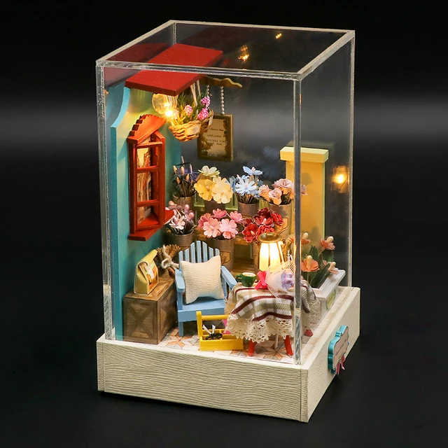 CUTEBEE DIY Mini Flower House Miniature Wooden Dollhouse Tiny Doll Houses Furniture Kit Decorate For Children Kid Birthday Gift 4
