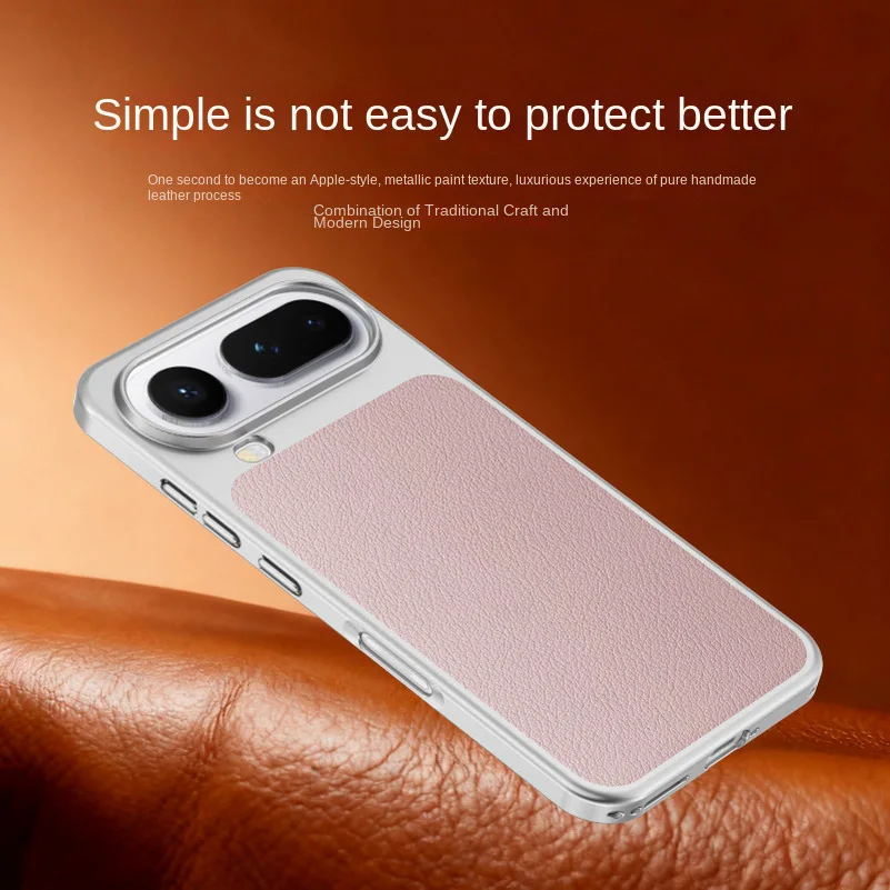 Premium Square Back Leather Phone Case with Raised Lens Protection