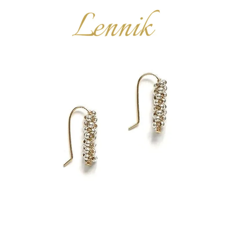 

LENNIK 925 Sterling Silver Earrings For Women Gold And Silver Two-Color Silver Beads Spiral 14K Gold Fashion Jewelry Ear Cuff