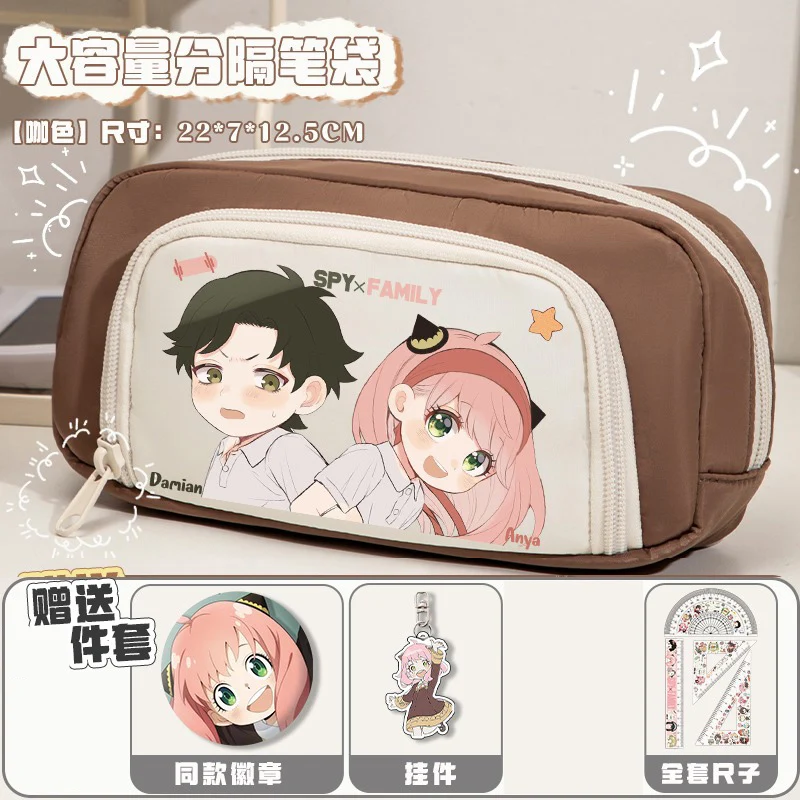 블랙 블루 퍼플 핑크 다크 브라운, 스파이 x 패밀리, 애니메이션 필통, 펜 가방, 학생, 청소년, 여아, 남아, 학교 용품