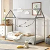 House Twin Bed Frame Wooden Platform Bed for Kids,No Box Spring Needed, Gray 1