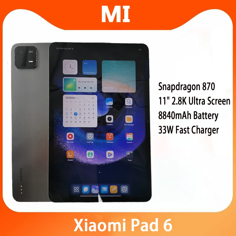 Xiaomi Pad 6 Snapdragon 870 Processor 8GB +256GB 13mp Camera Android Tablet  PC Upgradeable to Xiaomi HyperOS