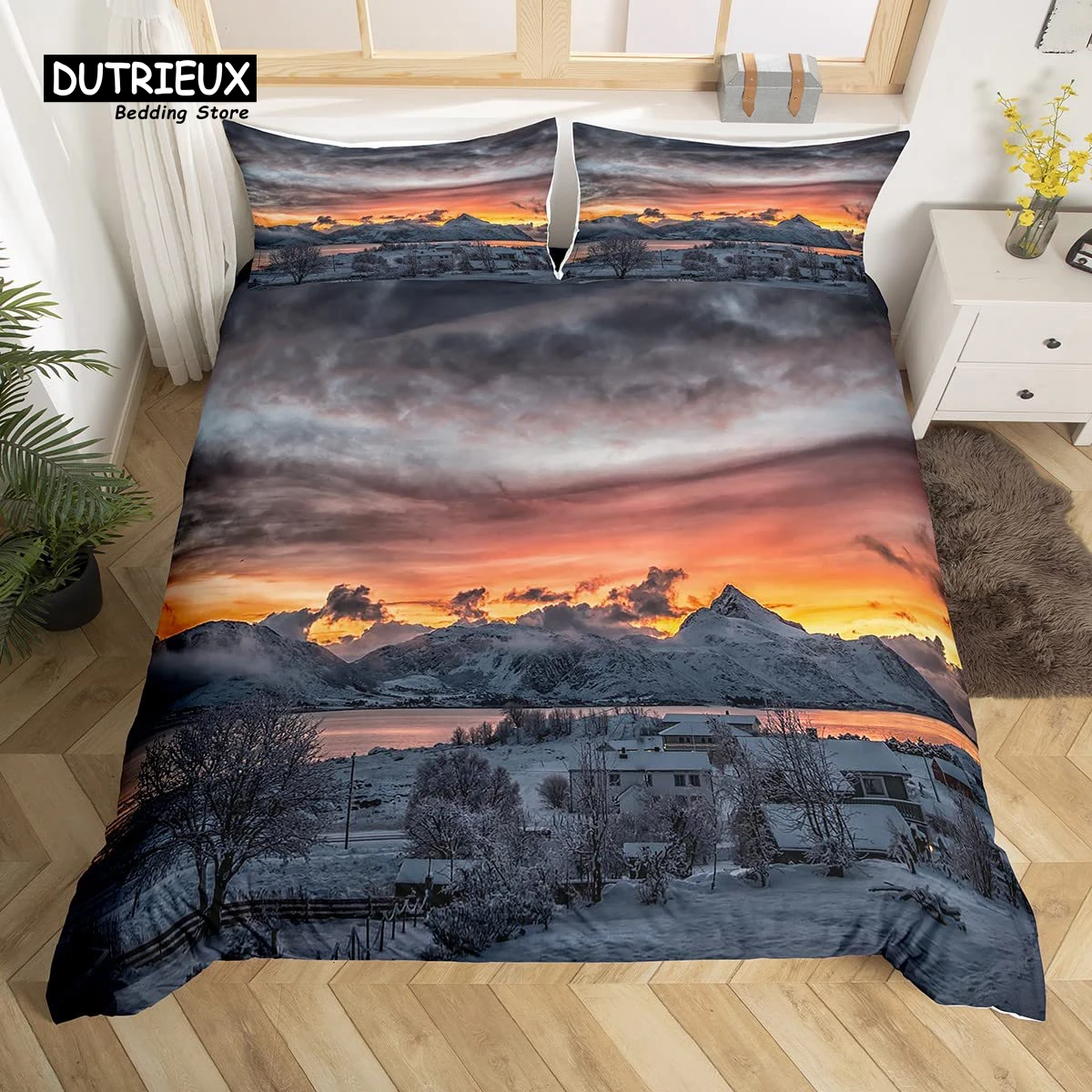 

Snow Mountain Duvet Cover Set 3pcs Bedding Set Soft Comfortable Breathable Duvet Cover For Bedroom Guest Room Decor