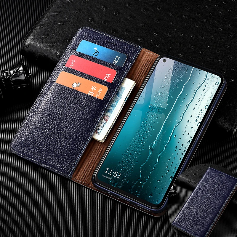 Magnetic Genuine Leather Flip Wallet Phone Case Cover