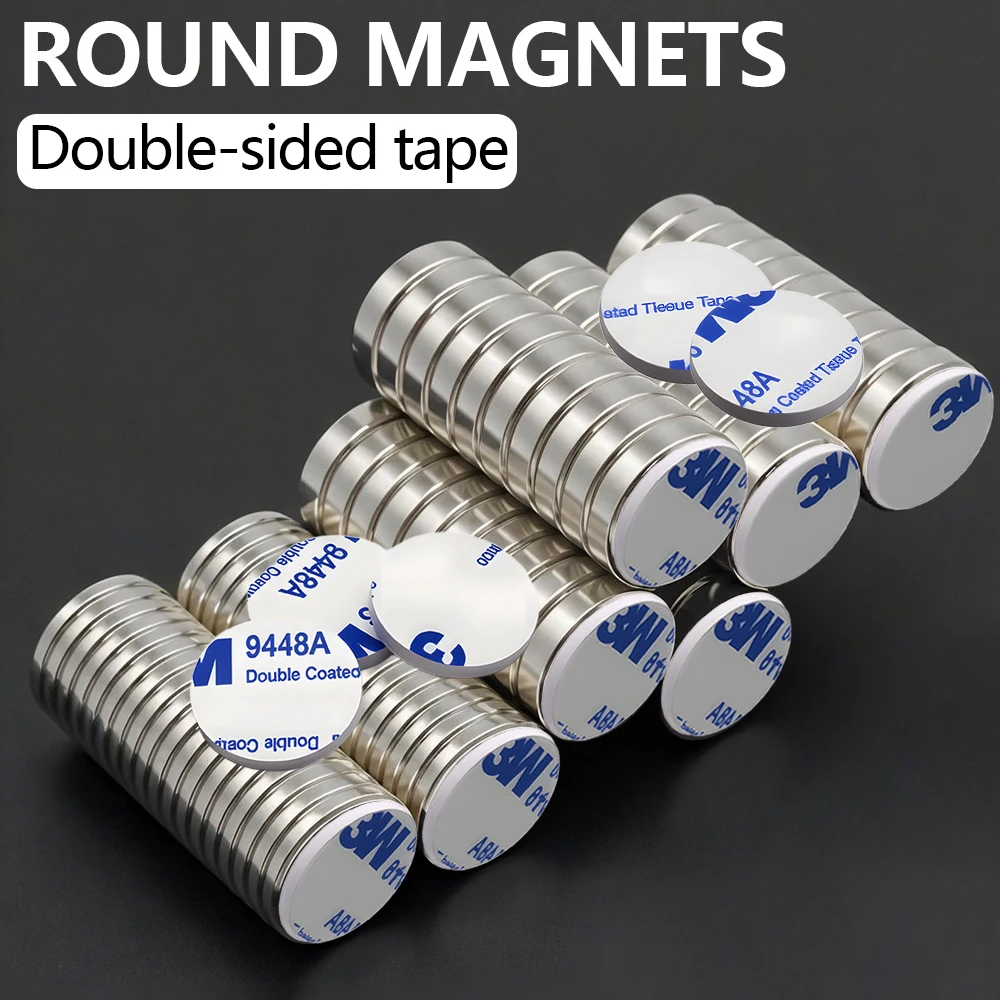 Neodym-Magnet in verschiedenen Größen, 10 x 4 mm, runde Scheibe, stark adsorbierendes Klebeband für die Organisation zu Hause, im Büro und zur Aufbewahrung – Detail 1
