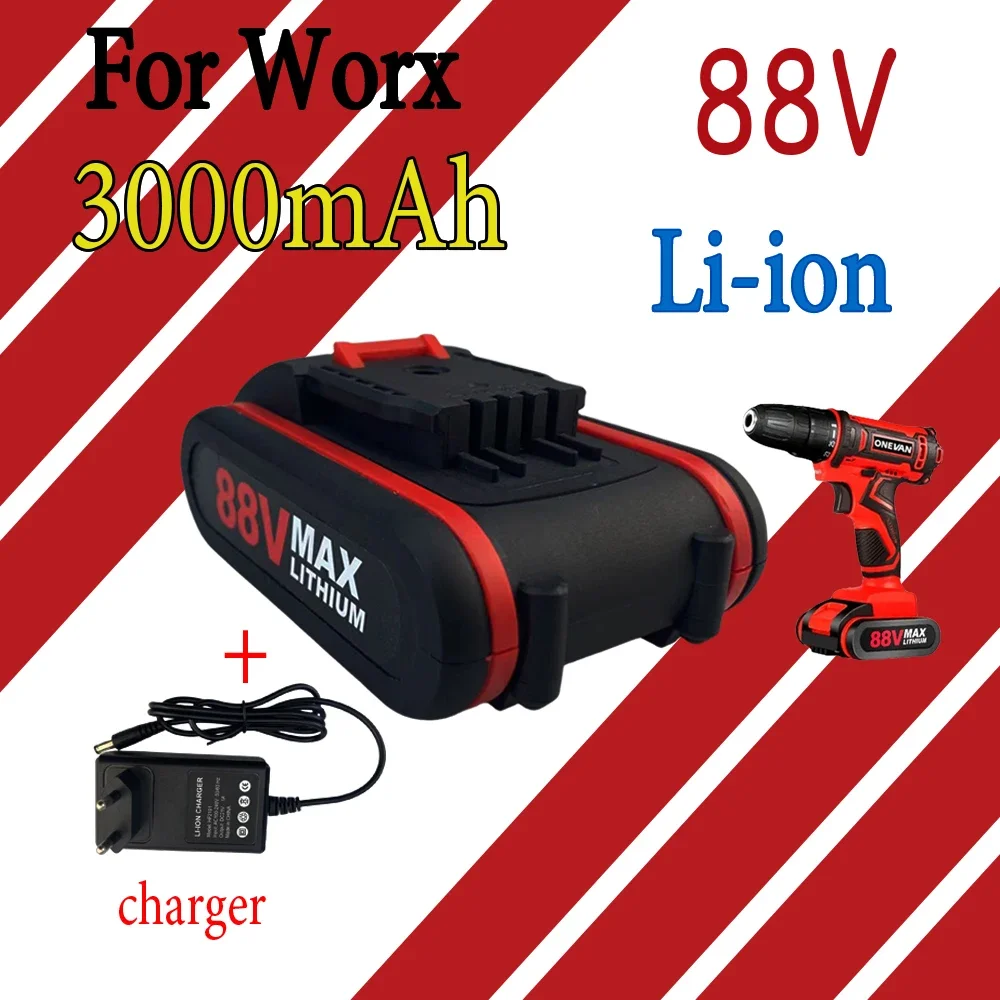88V3000mAhRechargeableLithiumIonBatteryForWorxCordless