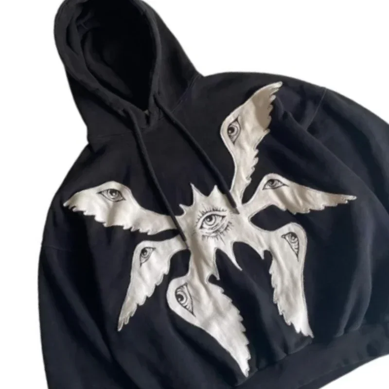 Vintage Hoodie American Y2K gothic pattern zip up winter womens mens hip hop long sleeve coats loose hooded sweatshirt