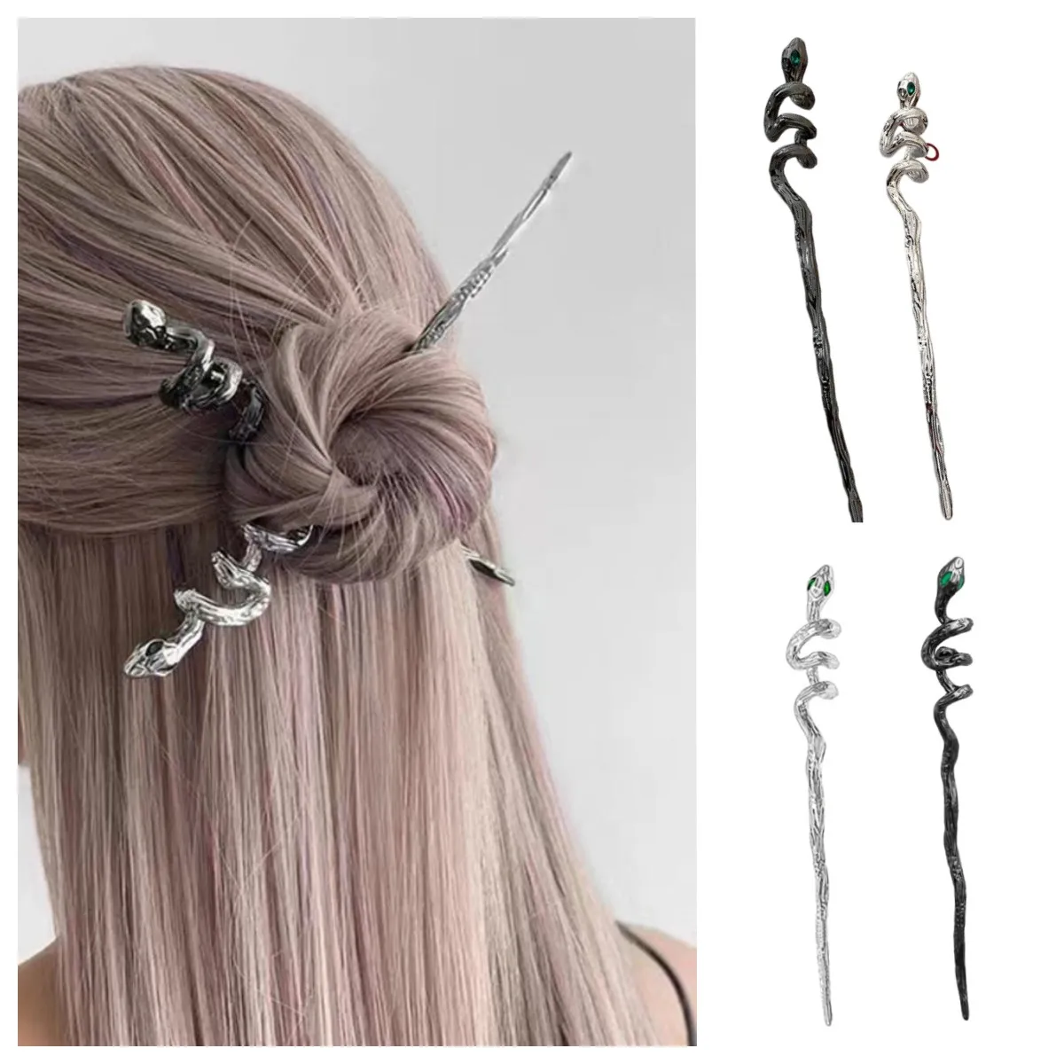 

Modern Simple Ladies Personality Cold Wind Snake Shape High-end Sense Metal Hairpin New Chinese Style Snake Hairpin Headdress
