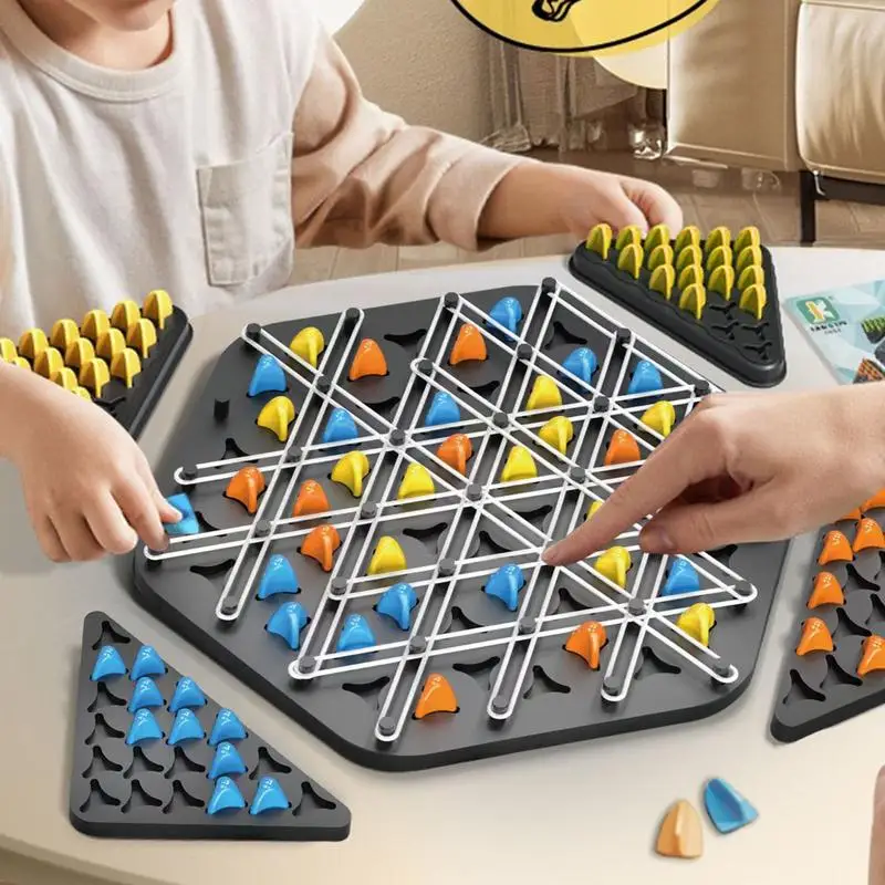 Geometry Chain Chess Puzzle Chain Triangle Chess Desktop Rubber Band triangle Strategy Board Game for Strategy Puzzle toys