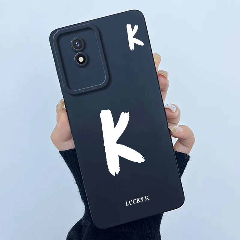 Lucky Initial Letter Silicone Soft Phone Case - Stylish Protective Bumper Cover