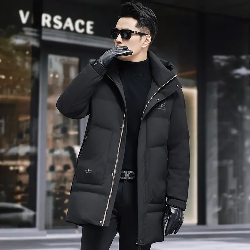 thumbnail image 1 of Chaqueta larga de invierno para hombre, chaquetas con capucha de marca de invierno para hombre, chaqueta de invierno con relleno de plumón de pato para hombre, novedad en abrigos de plumón, 1 of 5
