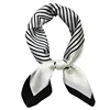 2024 New Fashion Square Imitation Silk Scarf Black And White Striped Head Wrap For Women Multifunction Silk Feeling Neckerchief 5
