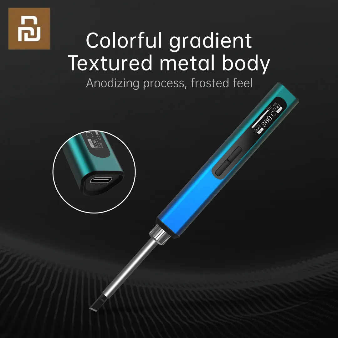 Xiaomi Youpin Electric Soldering Iron 65W OLED Display Temperature Type-C Charging interface Soldering Iron Tips DIY Repair Tool lydsto electric watering can 550 900ml two spray modes c interface charging gardening cleaning adjustable sprinkler meticulous