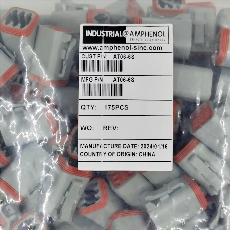AT06-6S Amphenol Power Connector ตัวเชื่อมต่อยานยนต์ตัวผู้, ซีรีส์ AT, 6 ทิศทาง, ตัวเชื่อมต่อแบบลวดต่อสายไฟแบบติดตั้ง 1