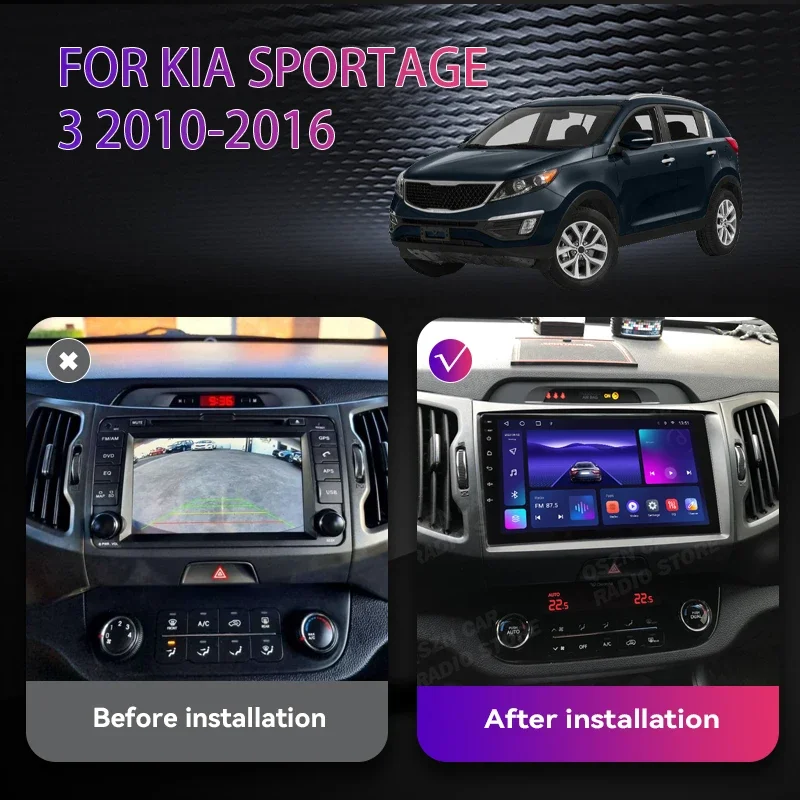 Autoradio Android pour Kia Sportage 3 SL, Limitation de l'autoradio, Lecteur vidéo, Navigation GPS, 4G Carplay, Auto Audio Stéréo, Unité principale, 2010-2016