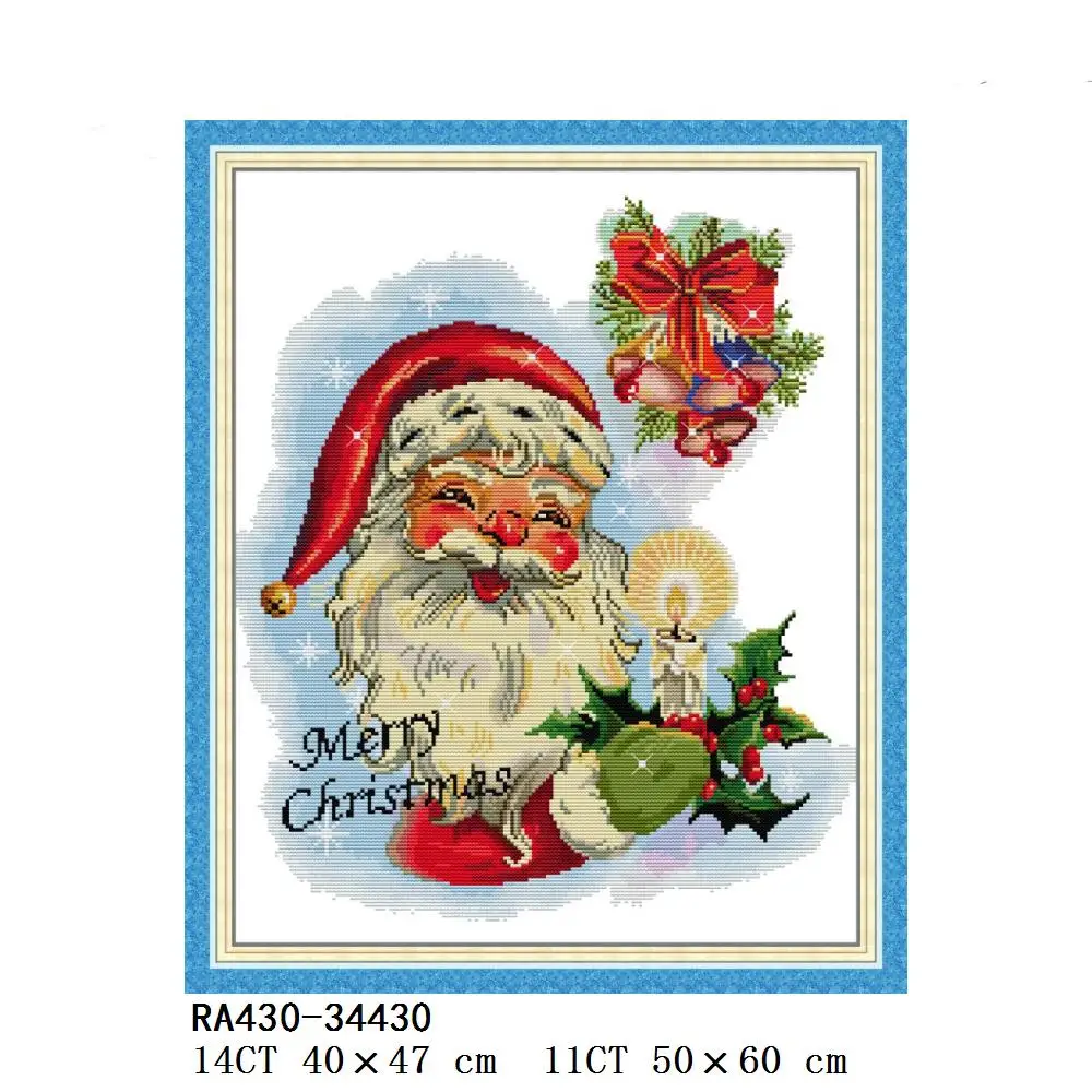 Joy Sunday Cross Stitch Kit, Santa Claus, Merry Christmas, Ice-Skating, Printed Canvas, RA418, RA430, RA513, RA514