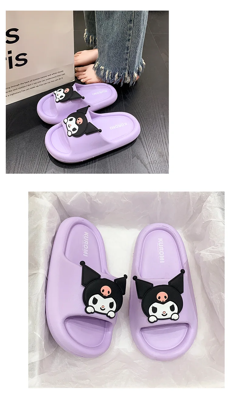 Sanrio Kuromi EVA-Slipper, süße Unisex-Paar-Hausschuhe, rutschfeste, geruchsresistente Indoor-Sandalen für die Familie – Detail 23