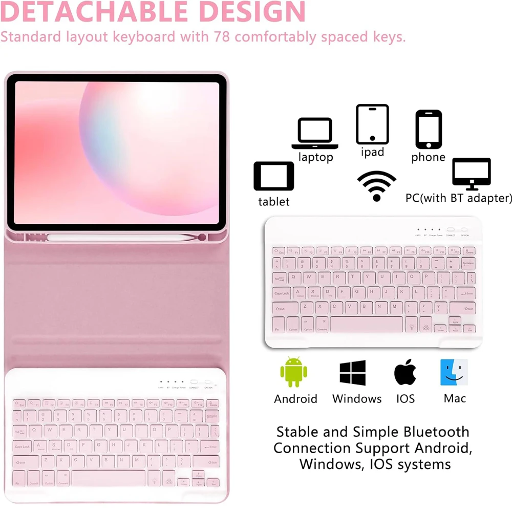 Detachable Keyboard Tablet Case with Pencil Holder