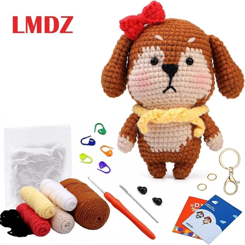 LMDZ Knitting Gift Crochet Material Bag Non-finished Kit with Yarn Crochet Hook for Complete Beginners With Video Tutorials